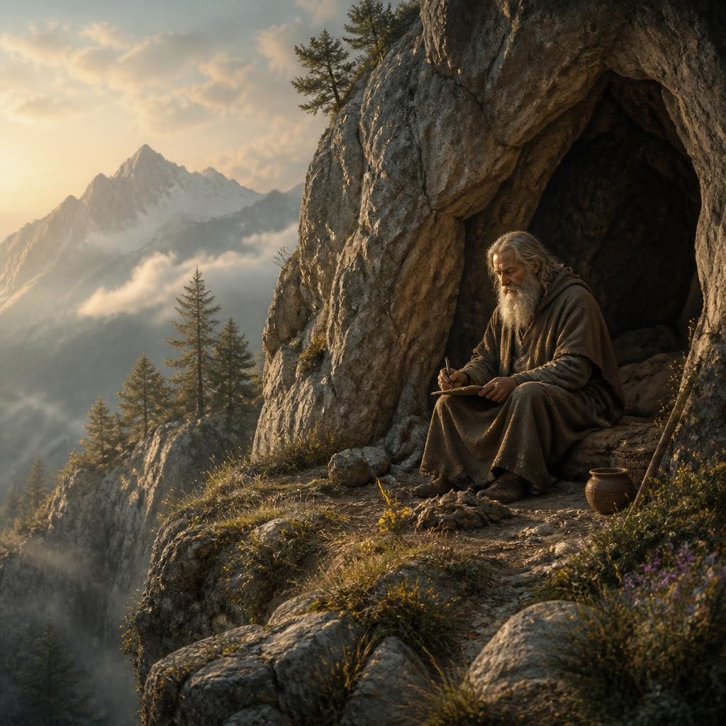 Illustration for the English word “hermit”