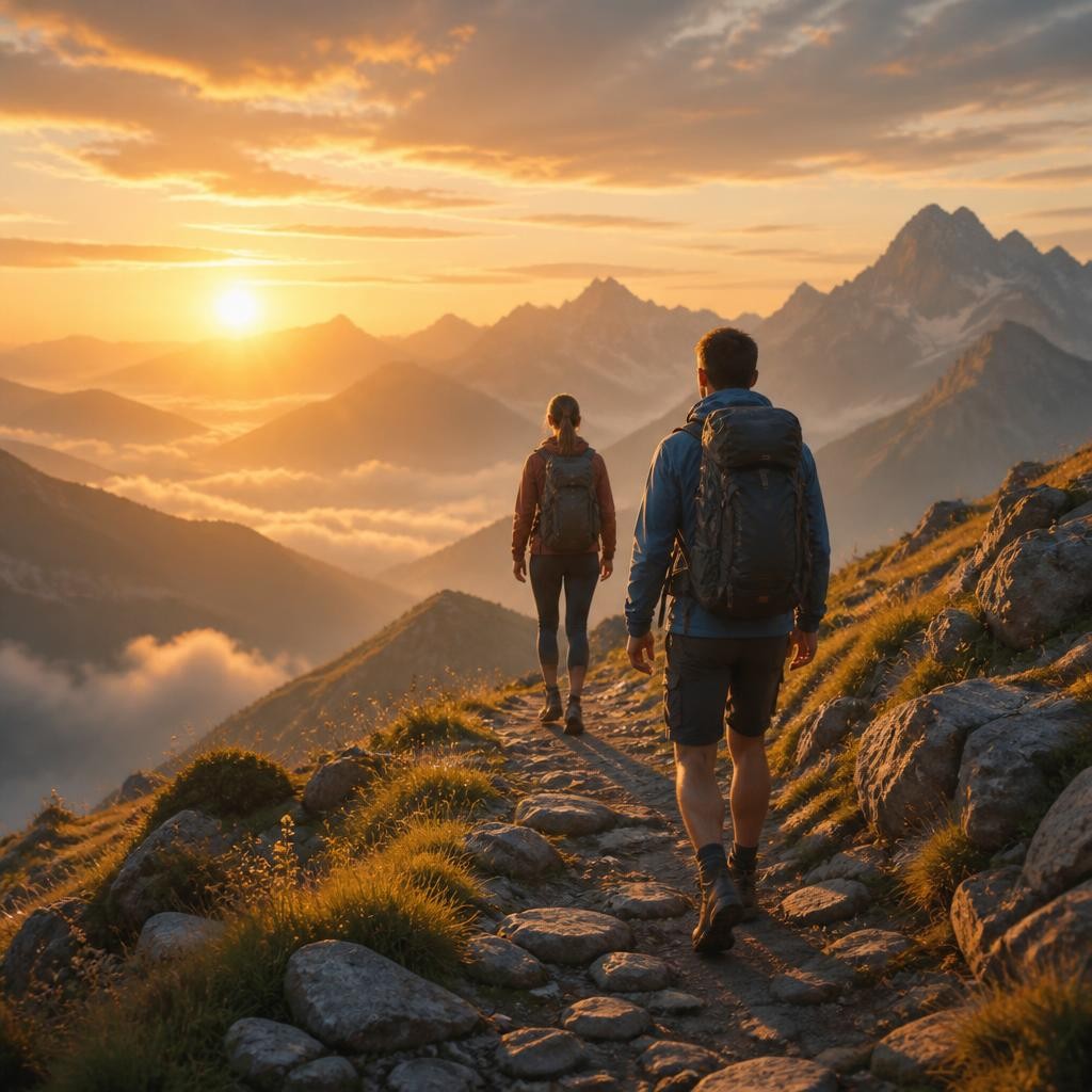 Illustration for the English word “hike”