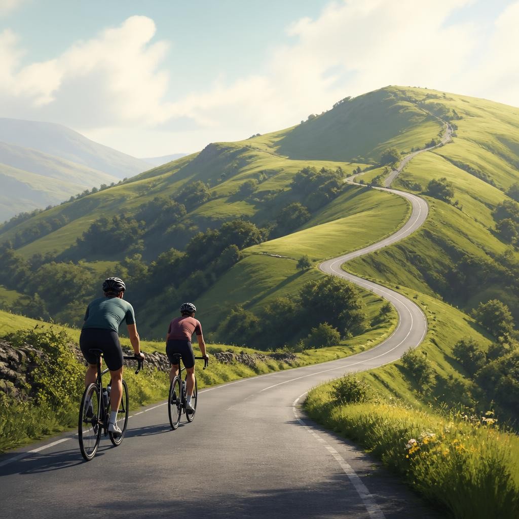 Illustration for the English word “hilly”