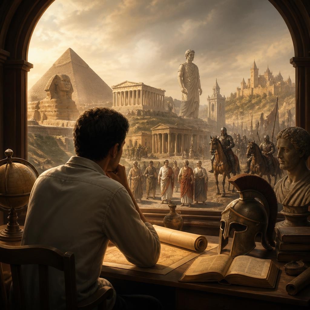 Illustration for the English word “history”
