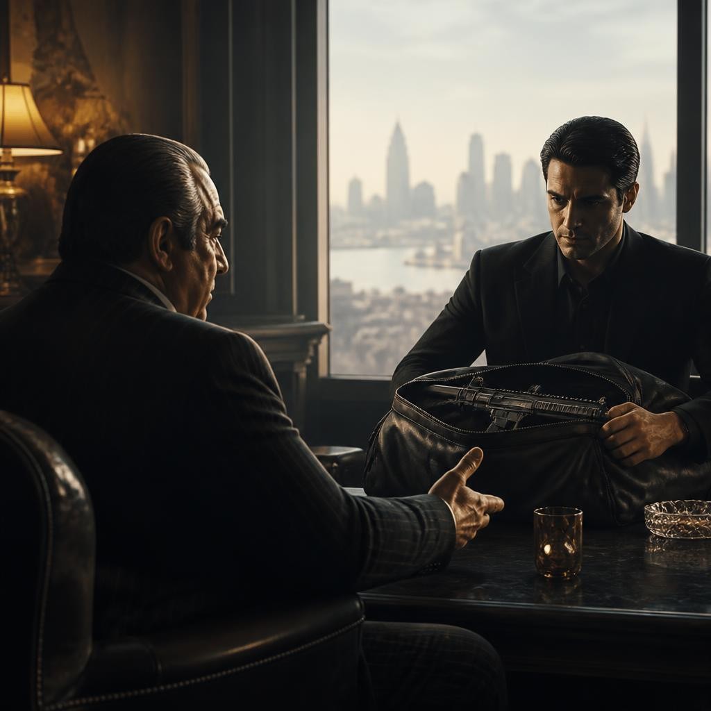 Illustration for the English word “hitman”