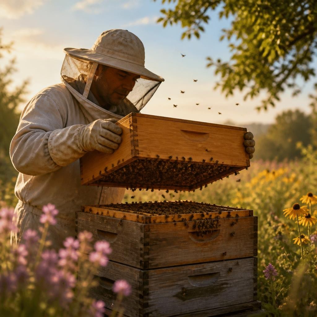 Illustration for the English word “hive”