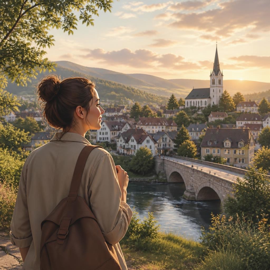 Illustration for the English word “hometown”