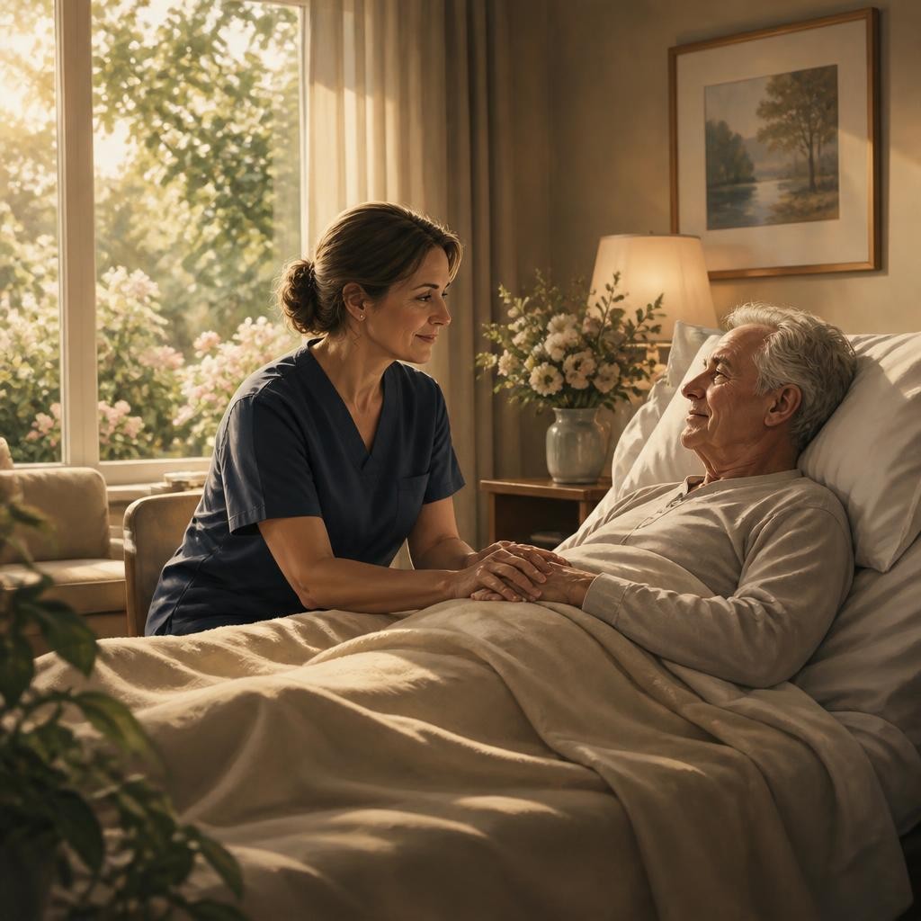 Illustration for the English word “hospice”