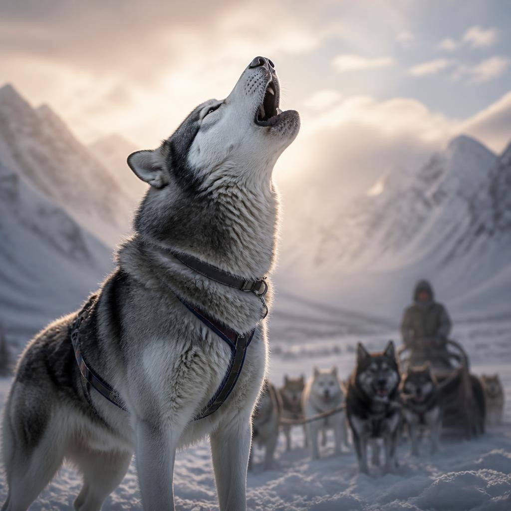Illustration for the English word “husky”