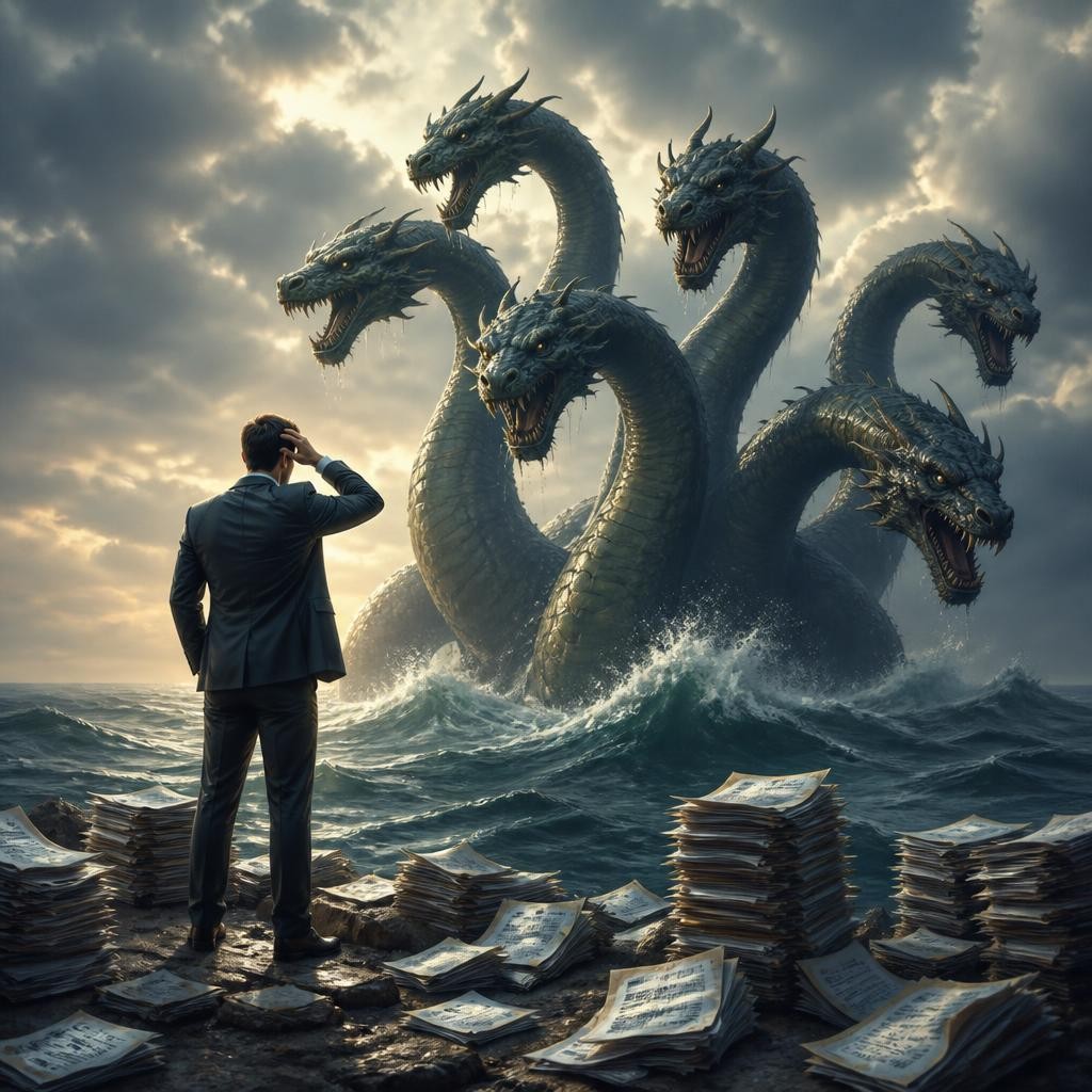 Illustration for the English word “hydra”