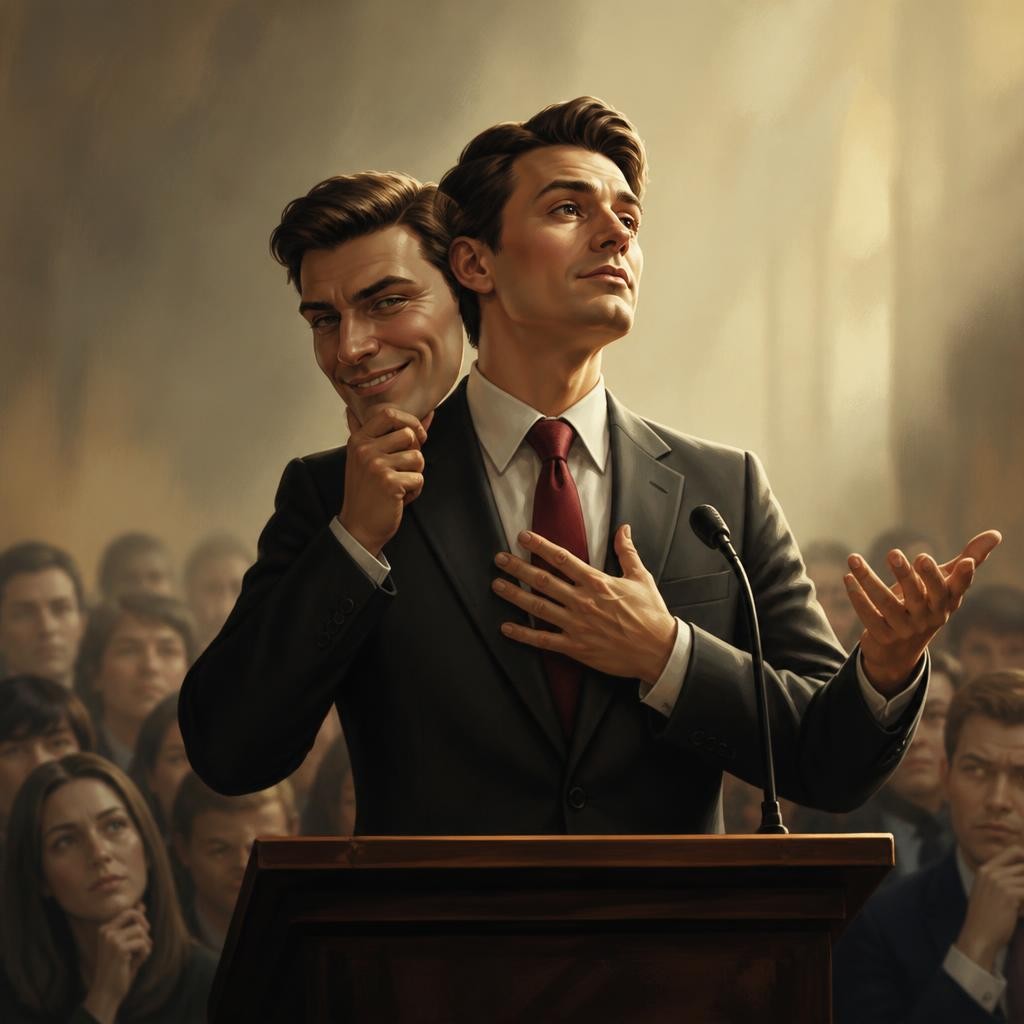 Illustration for the English word “hypocrisy”