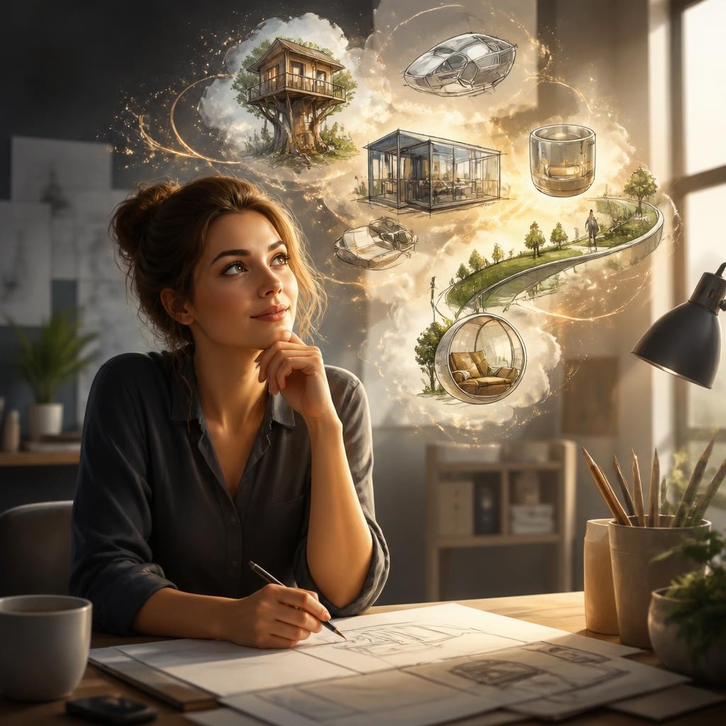 Illustration for the English word “imaginative”