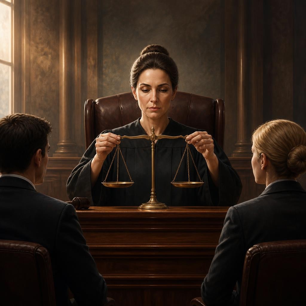 Illustration for the English word “impartial”