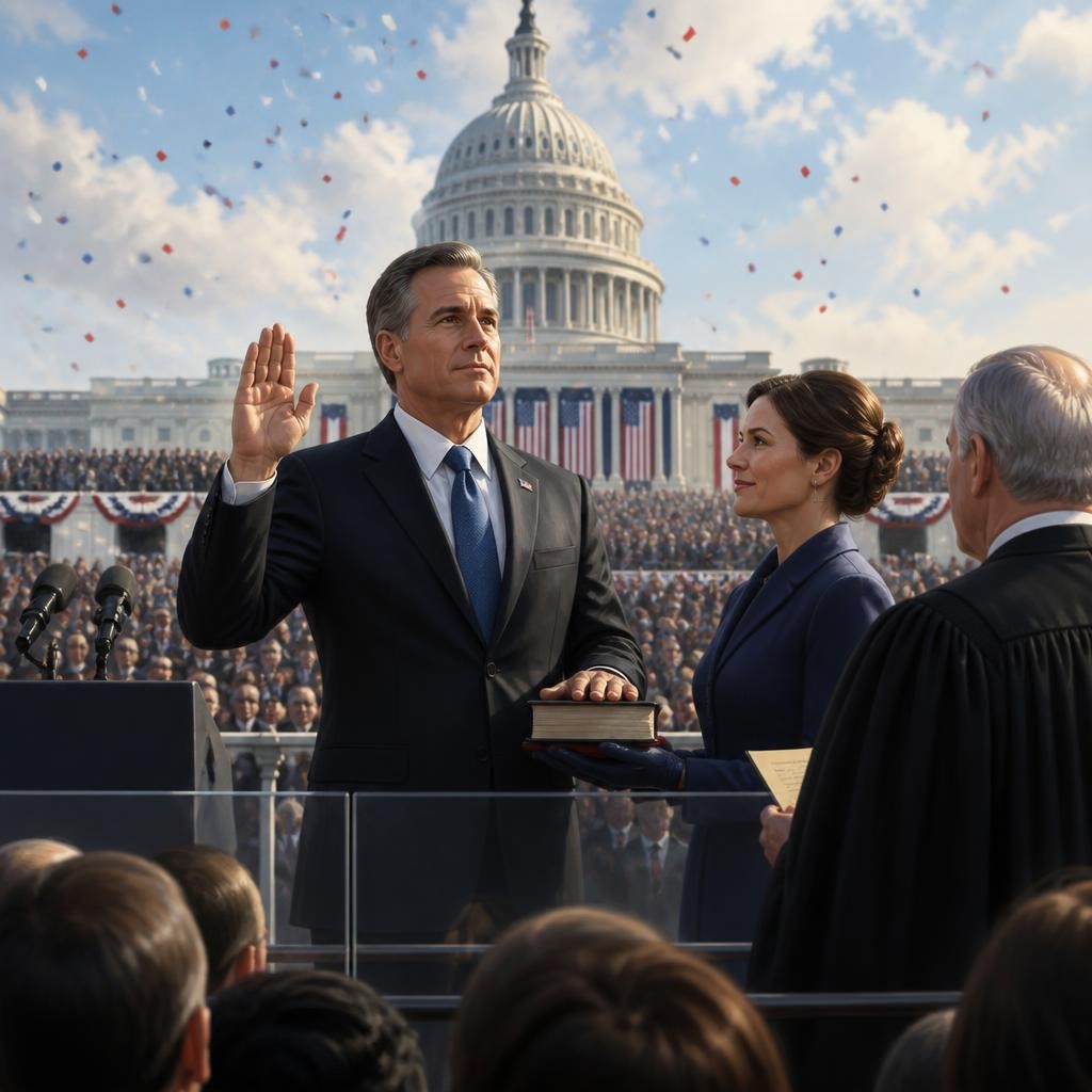 Illustration for the English word “inauguration”