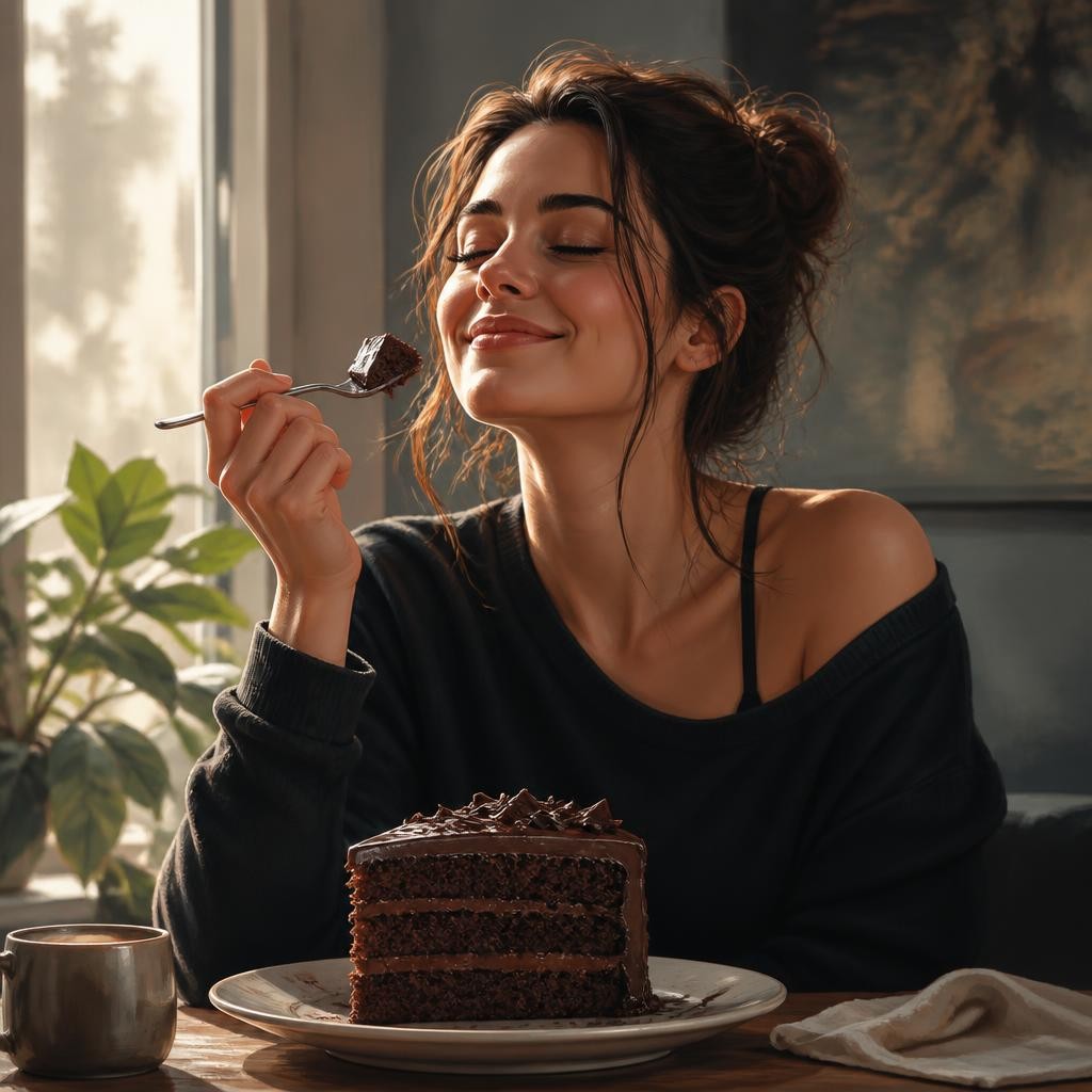 Illustration for the English word “indulge”