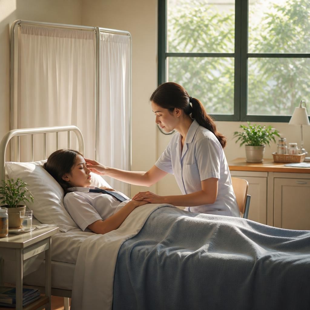 Illustration for the English word “infirmary”