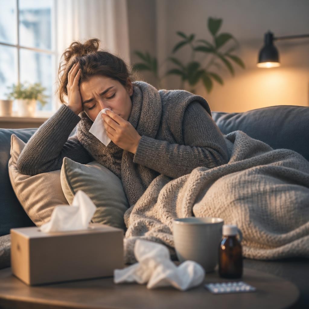 Illustration for the English word “influenza”
