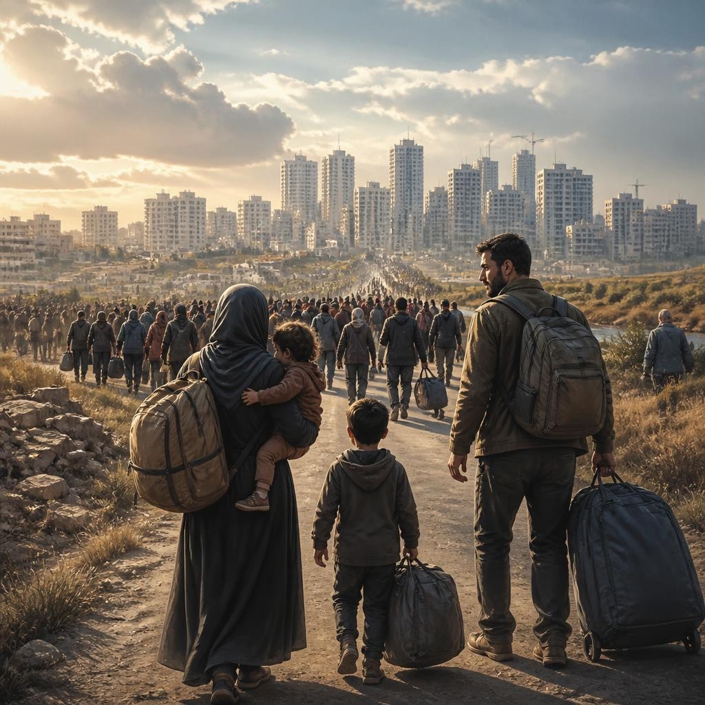 Illustration for the English word “influx”