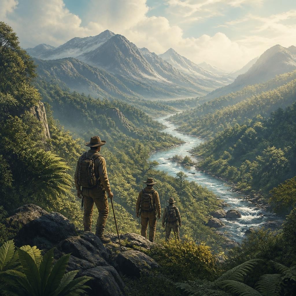 Illustration for the English word “inland”