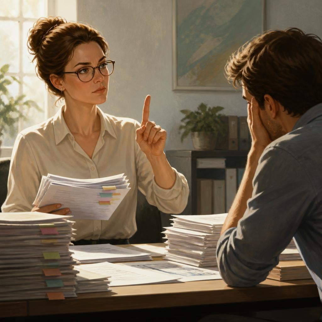 Illustration for the English word “insistence”