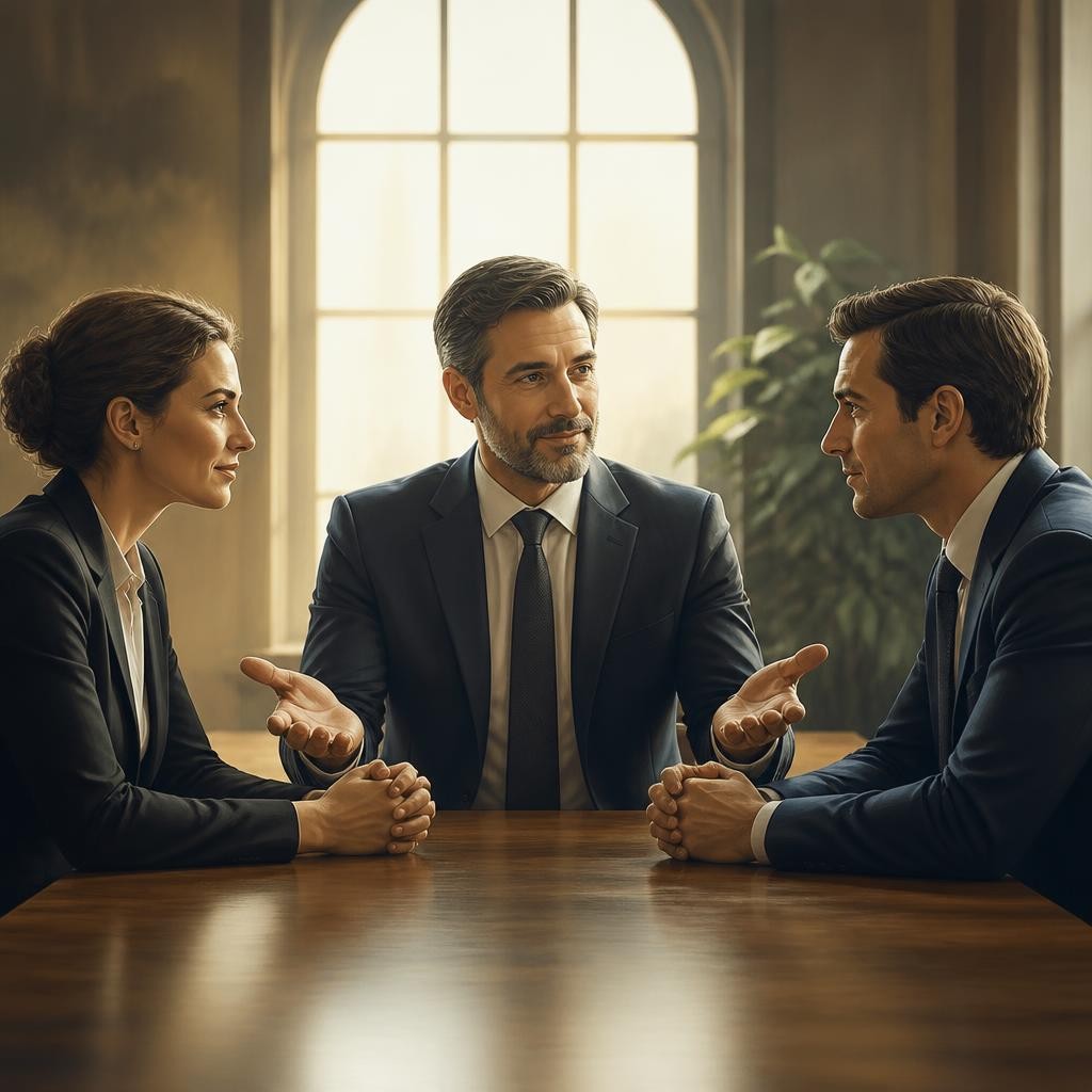 Illustration for the English word “intermediary”