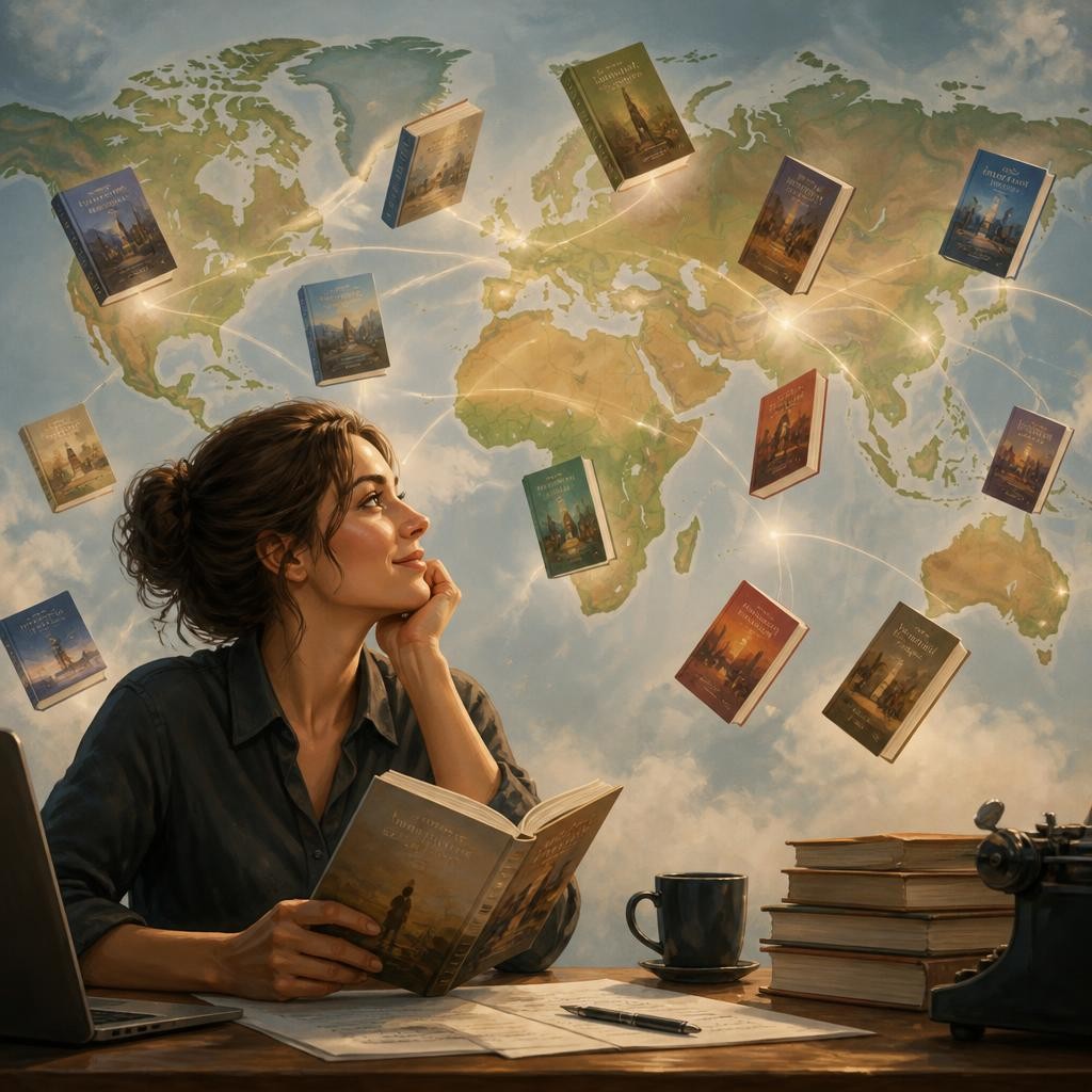 Illustration for the English word “internationally”
