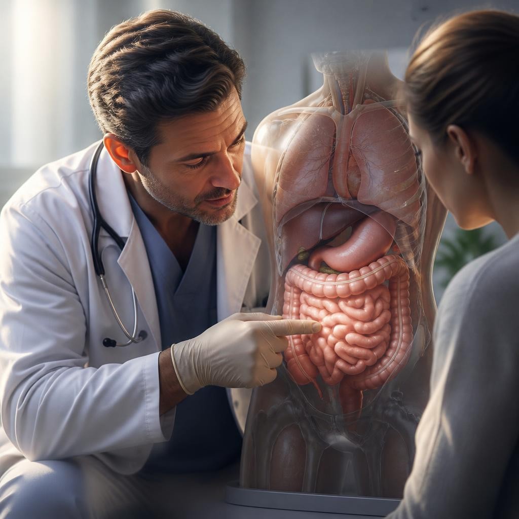 Illustration for the English word “intestine”