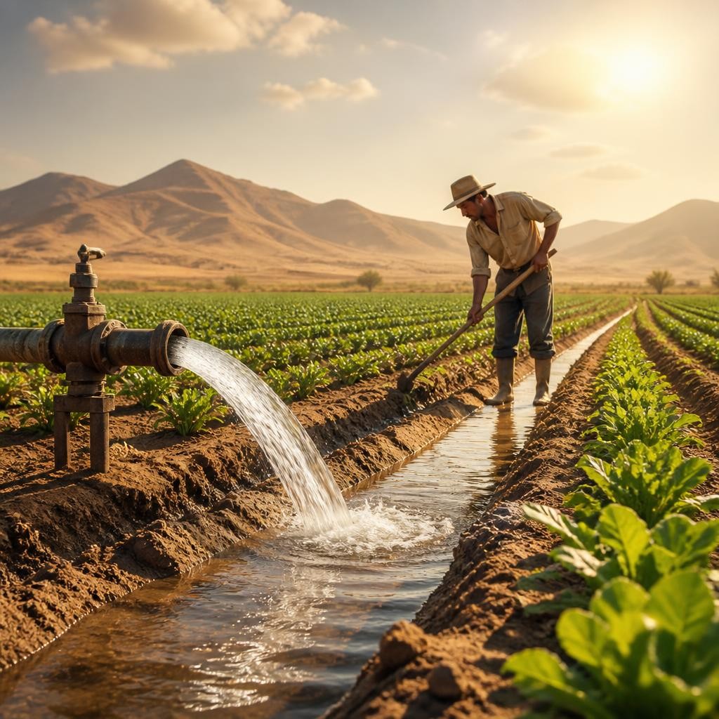 Illustration for the English word “irrigation”