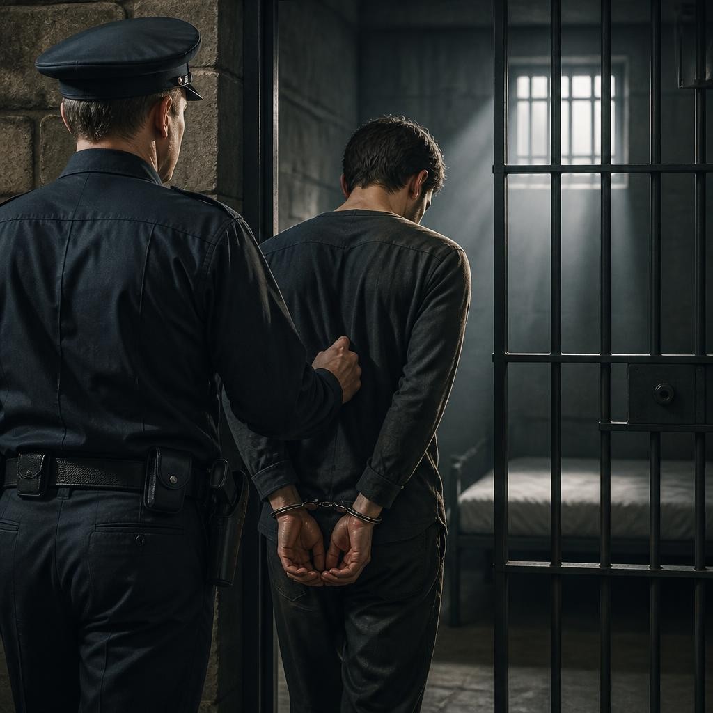 Illustration for the English word “jail”