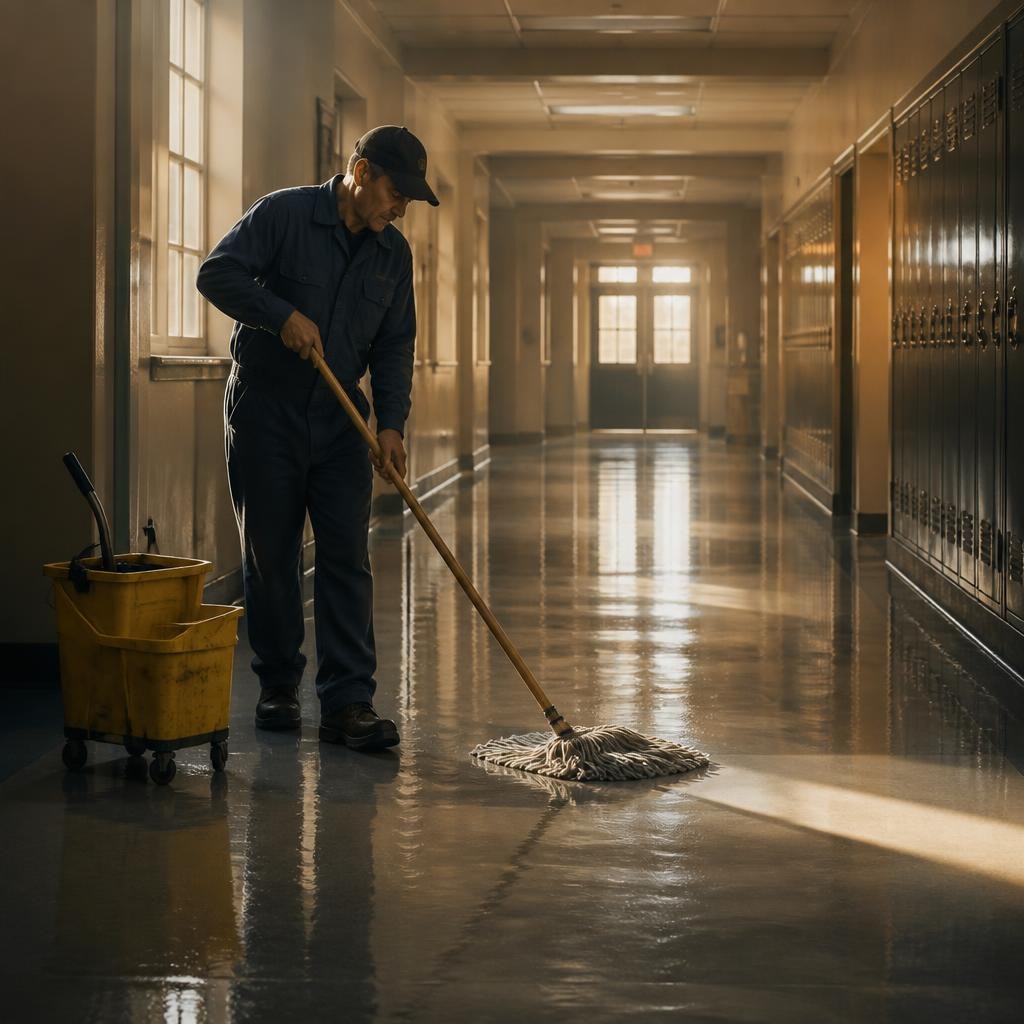 Illustration for the English word “janitor”