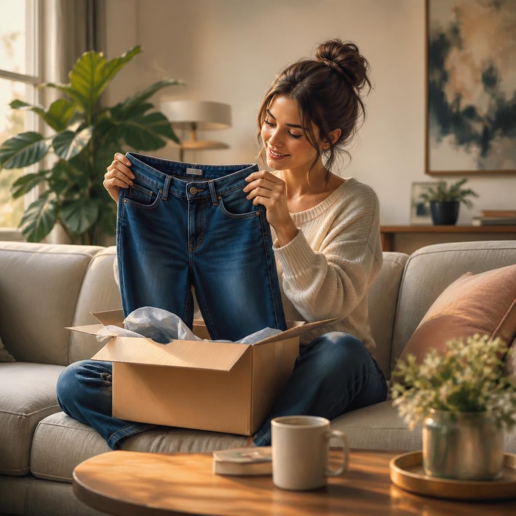 Illustration for the English word “jeans”