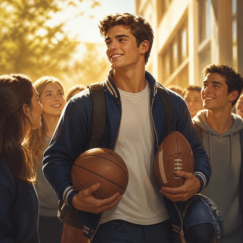 Illustration for the English word “jock”