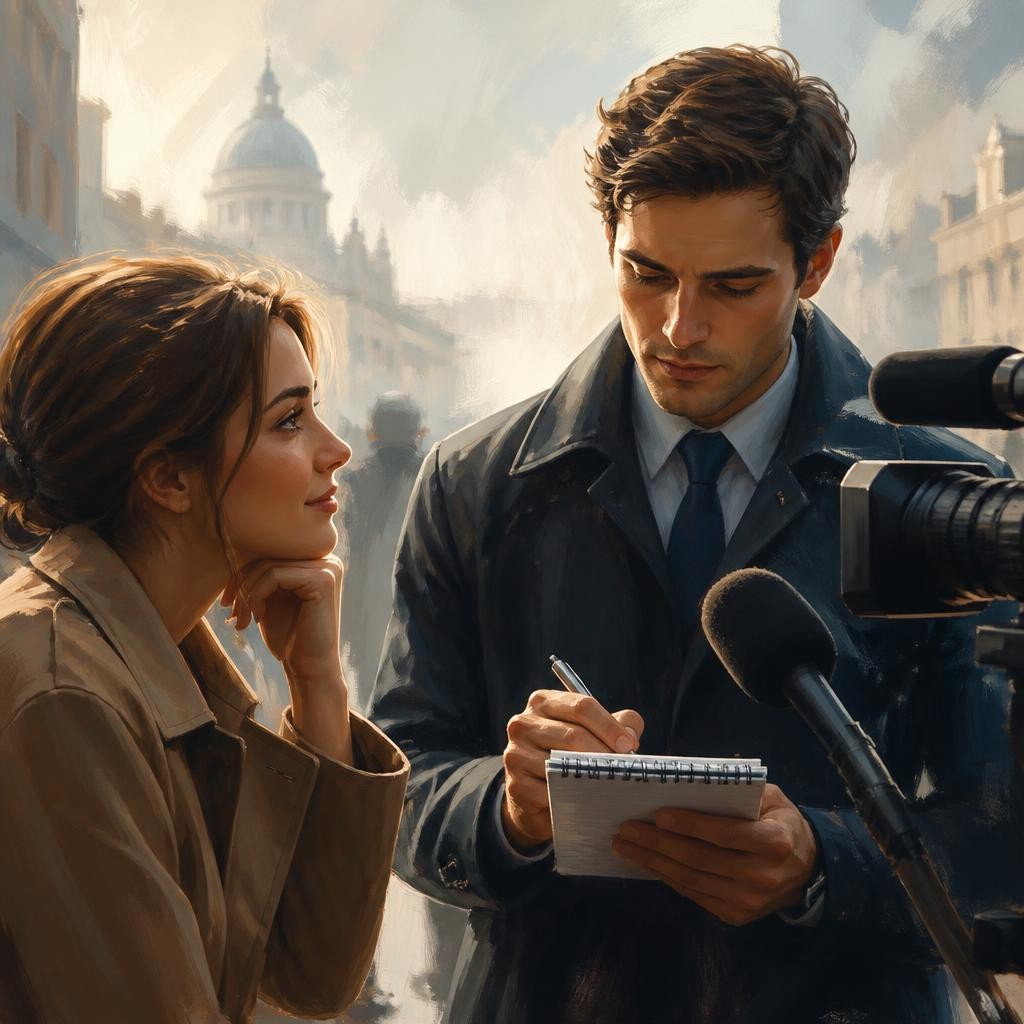 Illustration for the English word “journalistic”