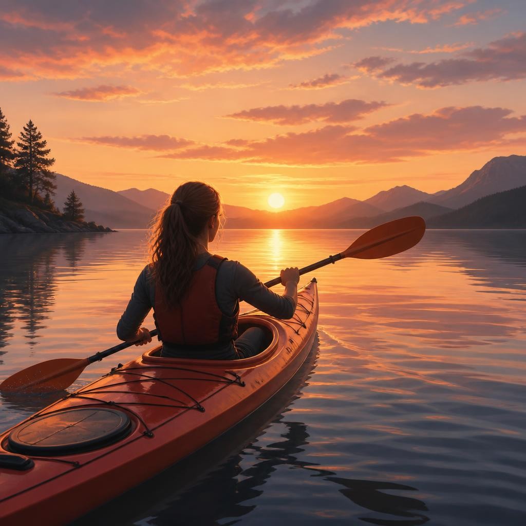 Illustration for the English word “kayak”
