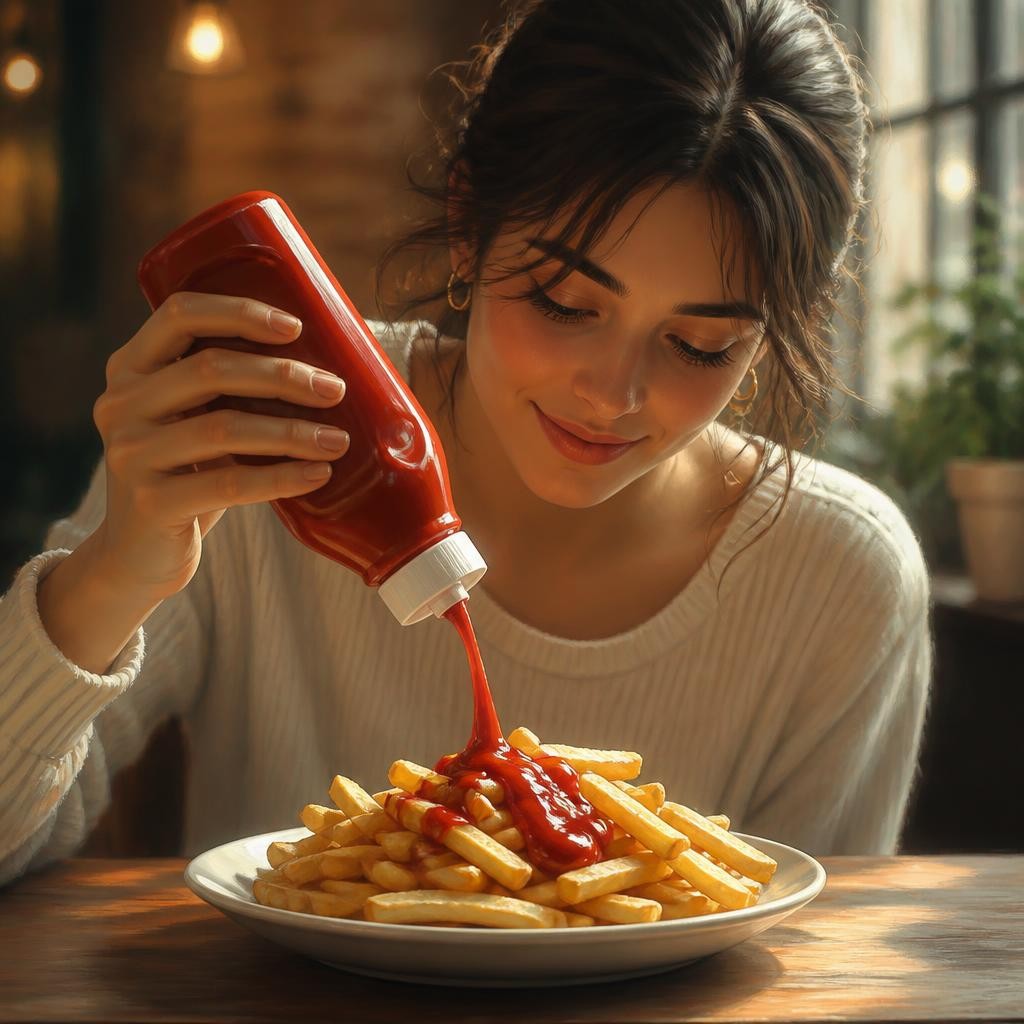 Illustration for the English word “ketchup”