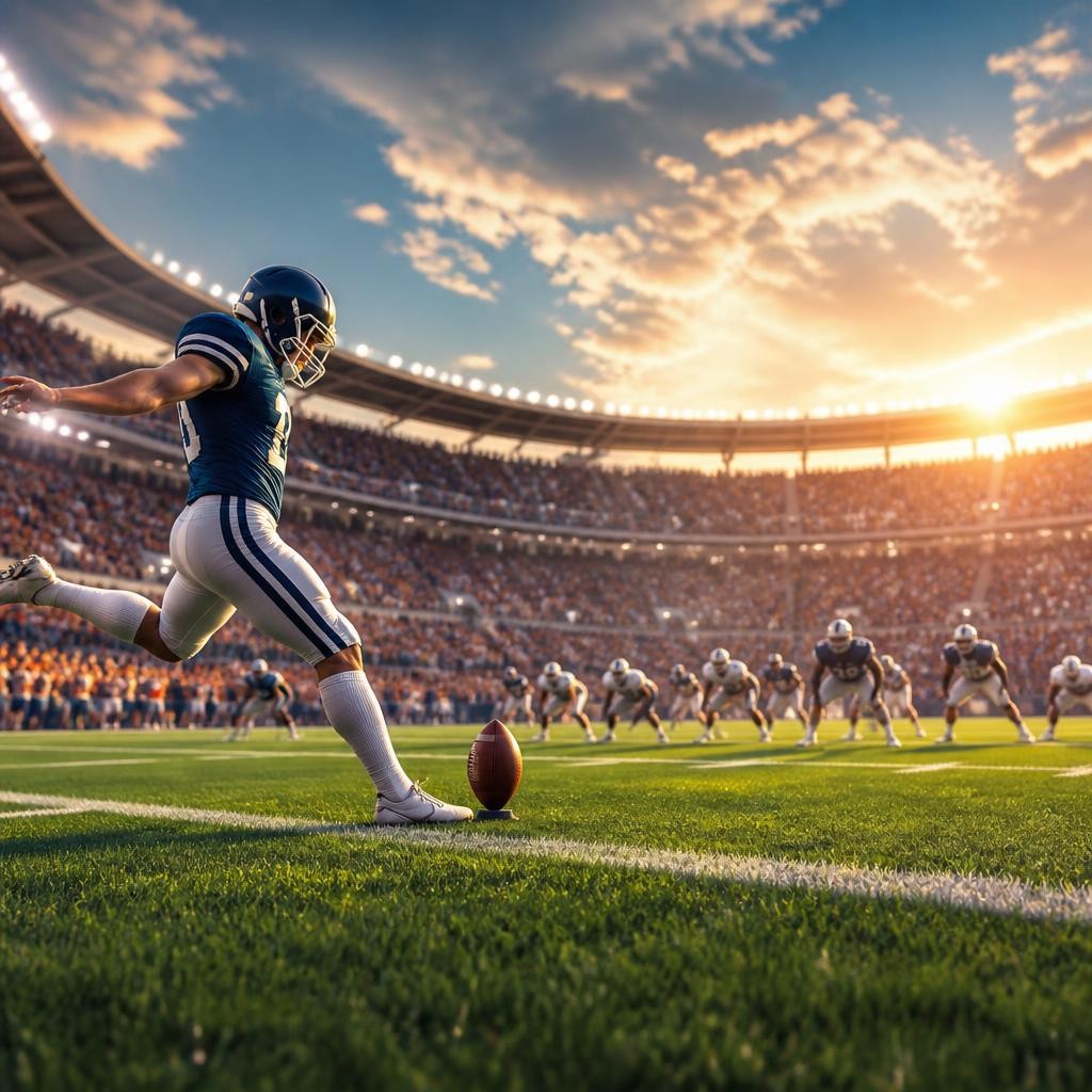 Illustration for the English word “kickoff”