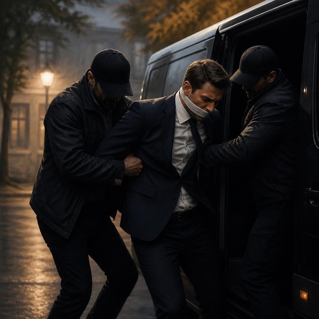 Illustration for the English word “kidnap”