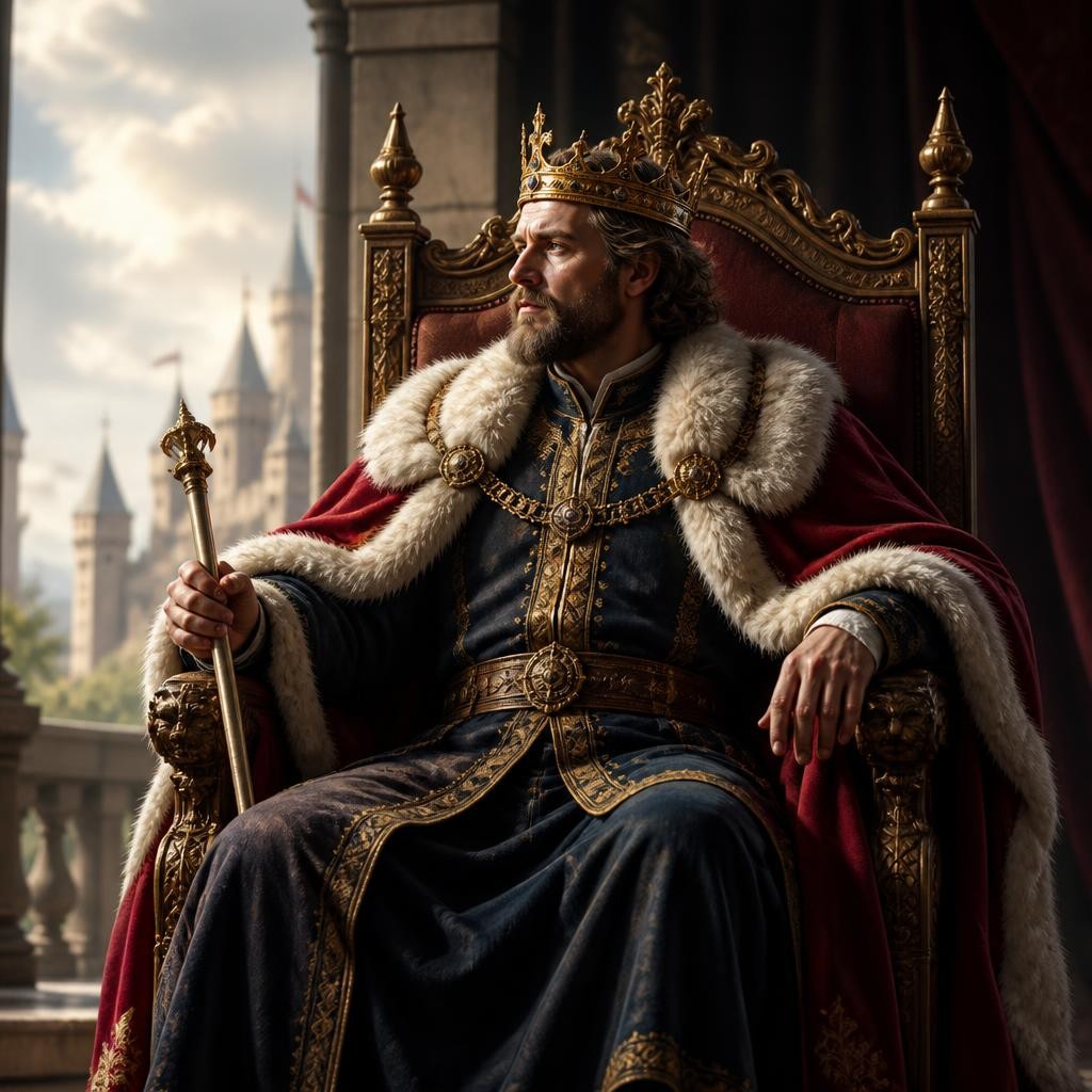Illustration for the English word “king”
