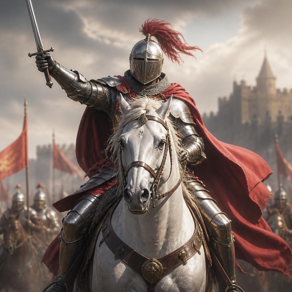 Illustration for the English word “knight”