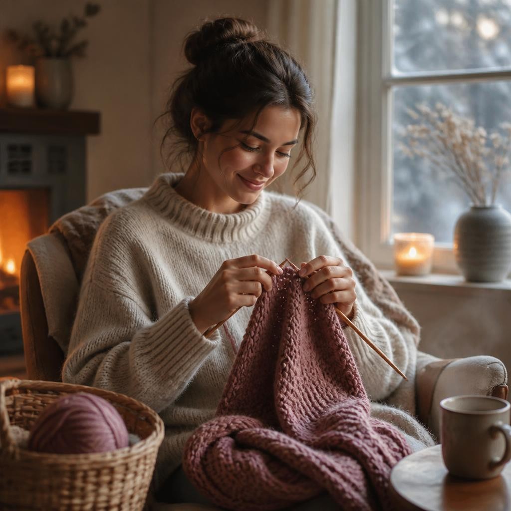 Illustration for the English word “knit”