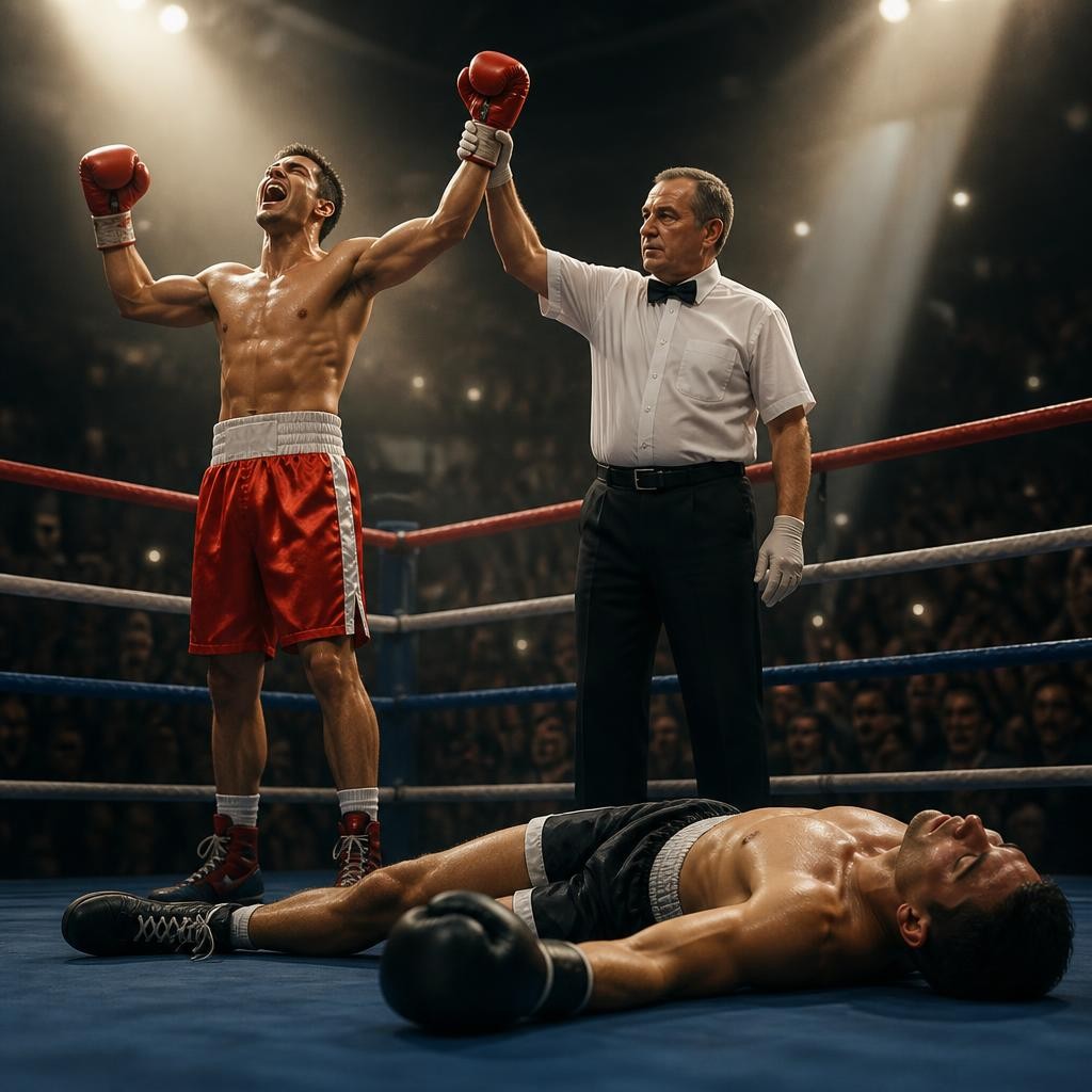 Illustration for the English word “knockout”