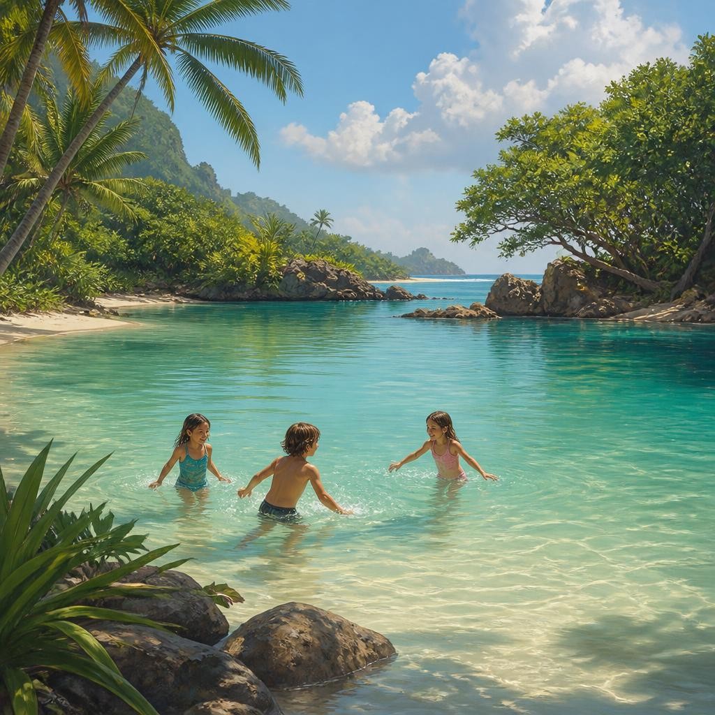 Illustration for the English word “lagoon”