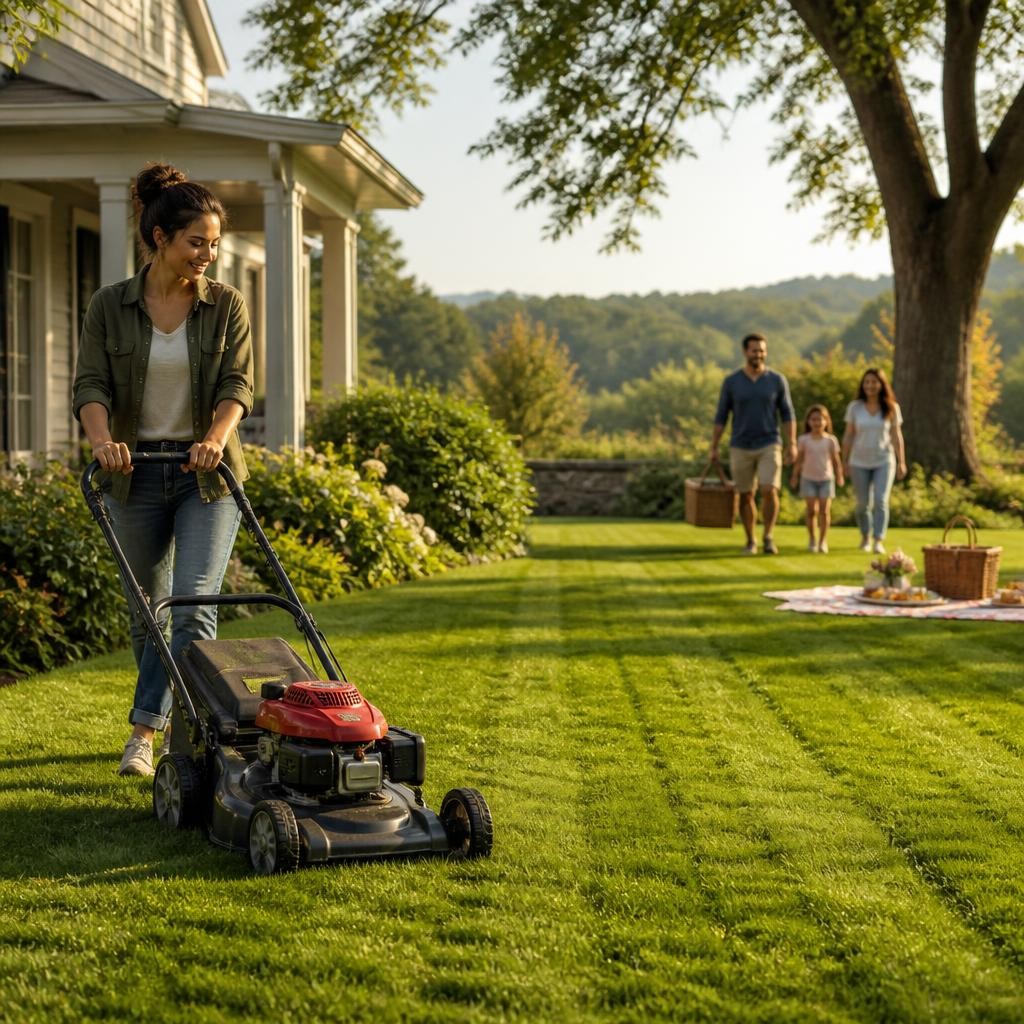 Illustration for the English word “lawn”
