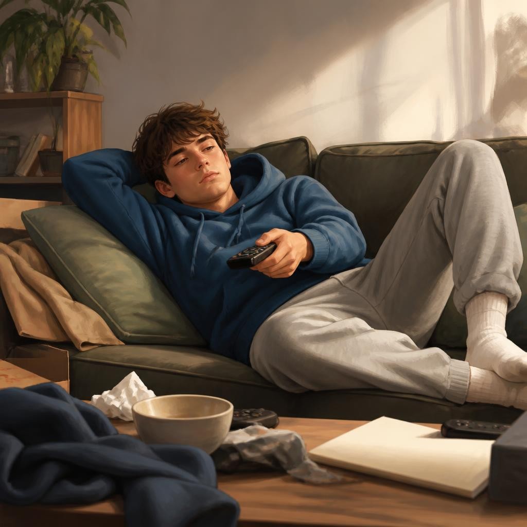 Illustration for the English word “laziness”