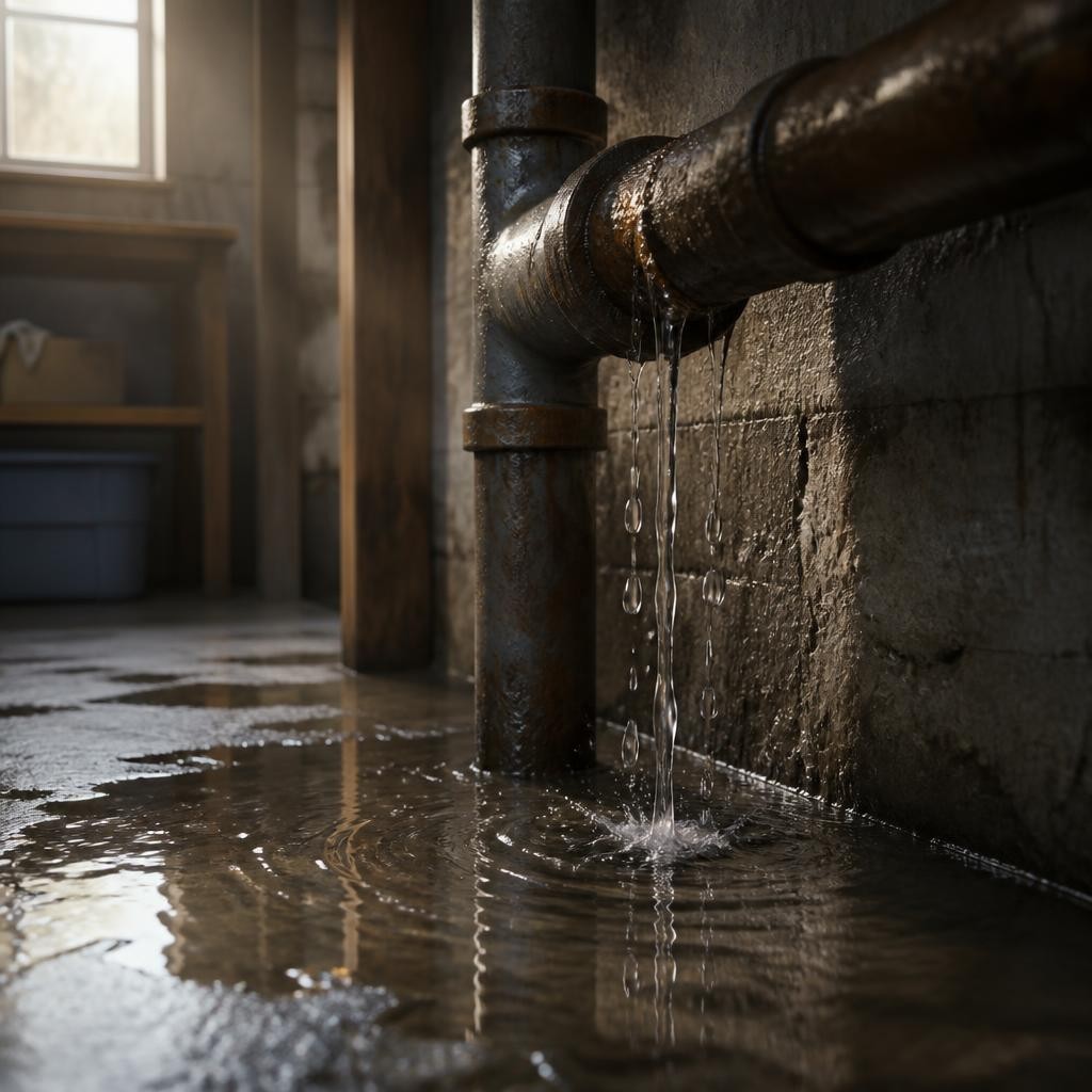 Illustration for the English word “leak”