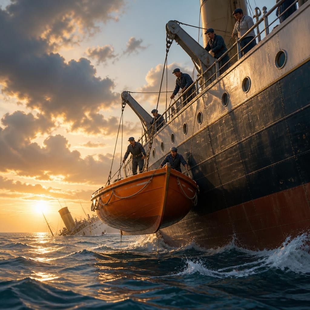 Illustration for the English word “lifeboat”