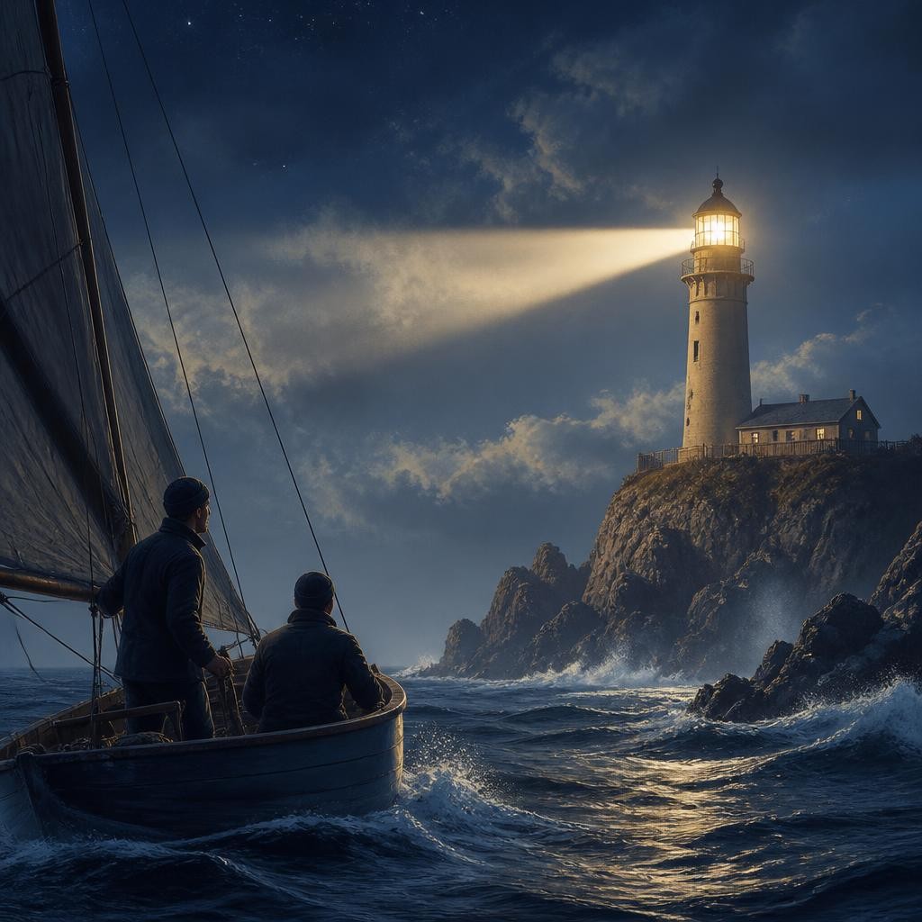 Illustration for the English word “lighthouse”