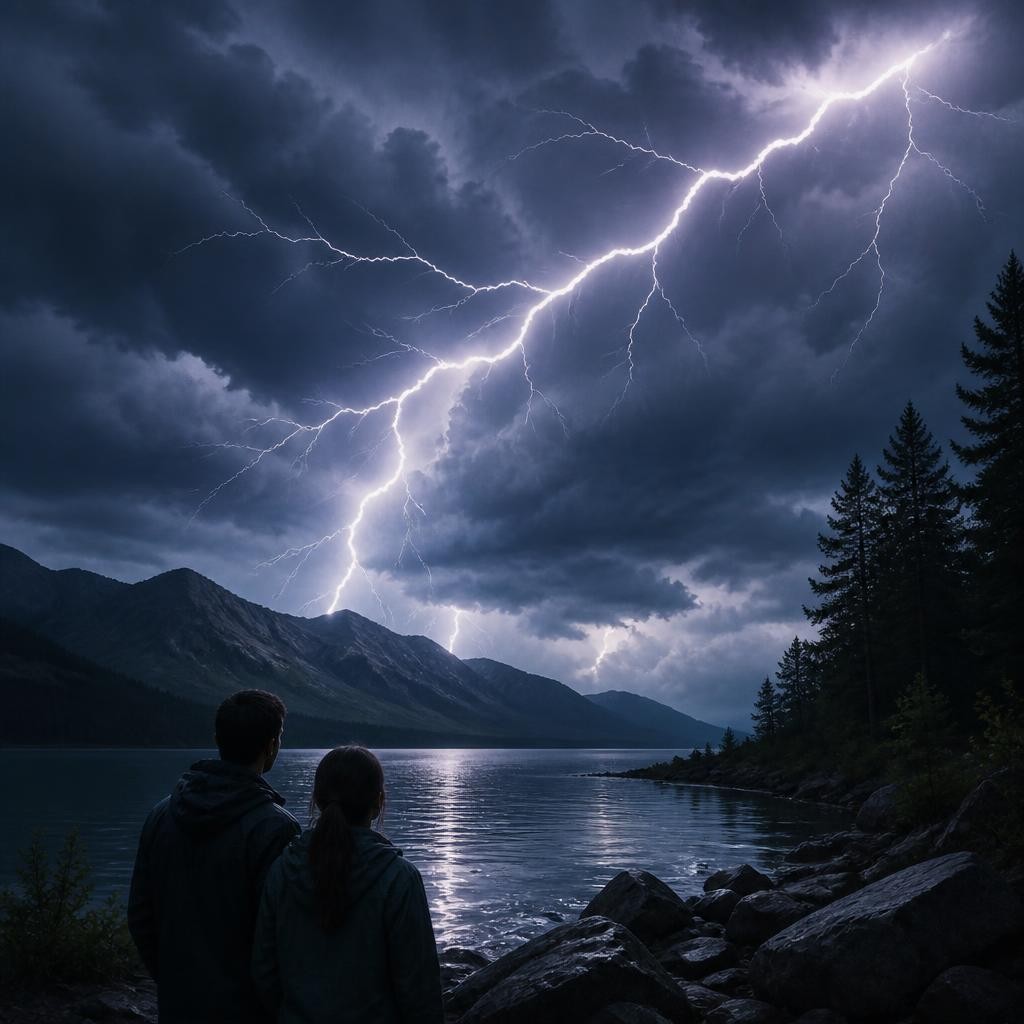 Illustration for the English word “lightning”