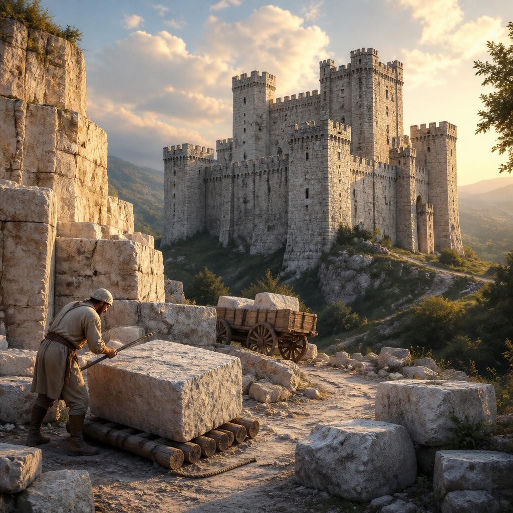 Illustration for the English word “limestone”