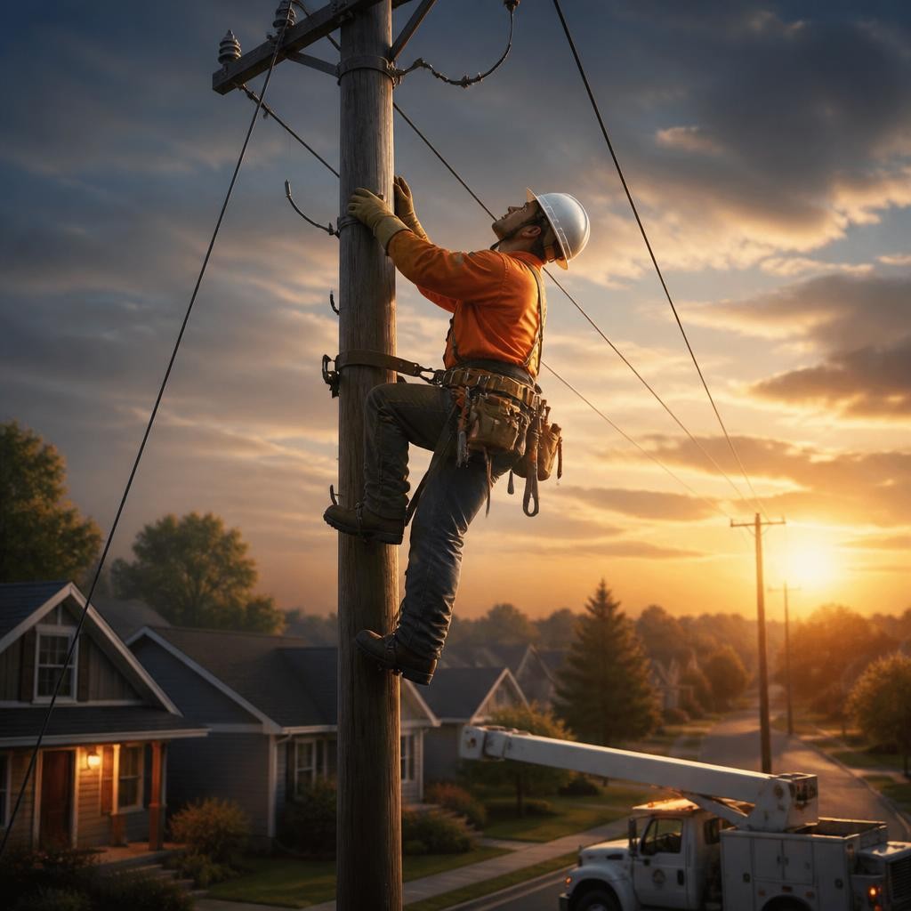 Illustration for the English word “lineman”