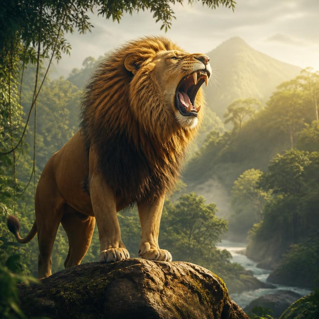 Illustration for the English word “lion”