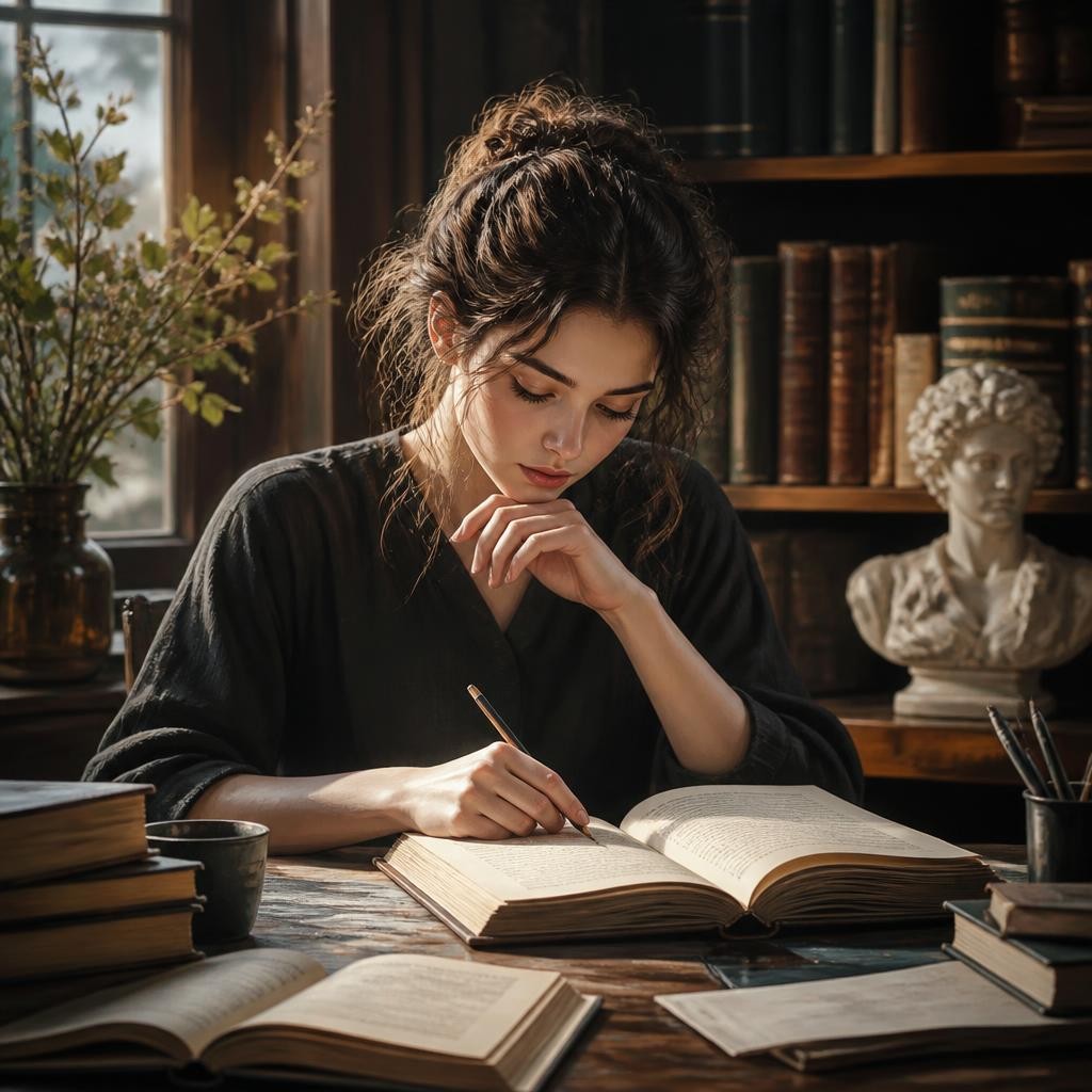 Illustration for the English word “literary”