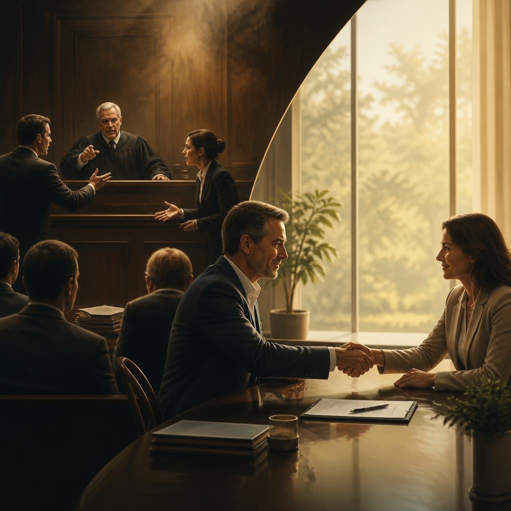 Illustration for the English word “litigation”