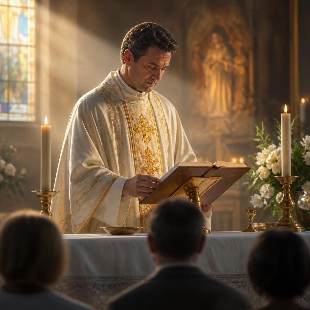 Illustration for the English word “liturgy”